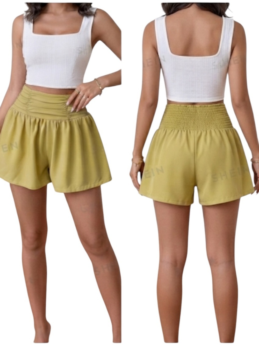 SHEIN Essnce Solid Ruched Wide Leg Shorts size M new